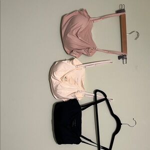 Lucky Brand Bralette Trio in Black, Cream, and Pink